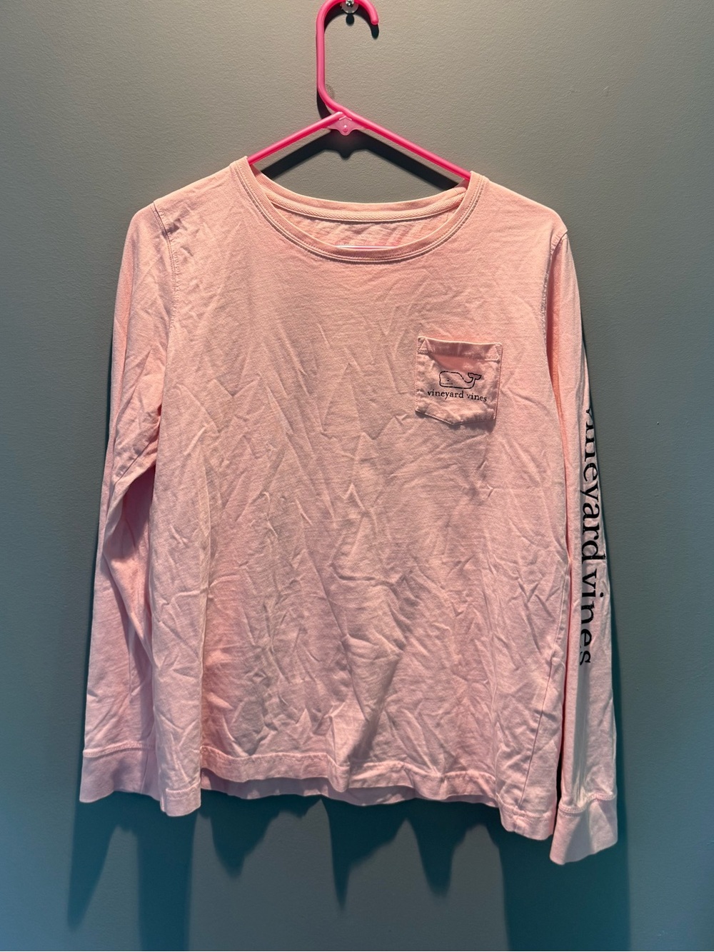 Vineyard Vines Light Pink Girls' Long-Sleeve Pocket Tee